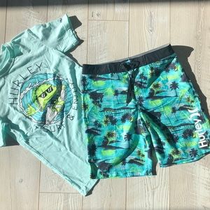 Hurley swimsuit and tee boys size 12